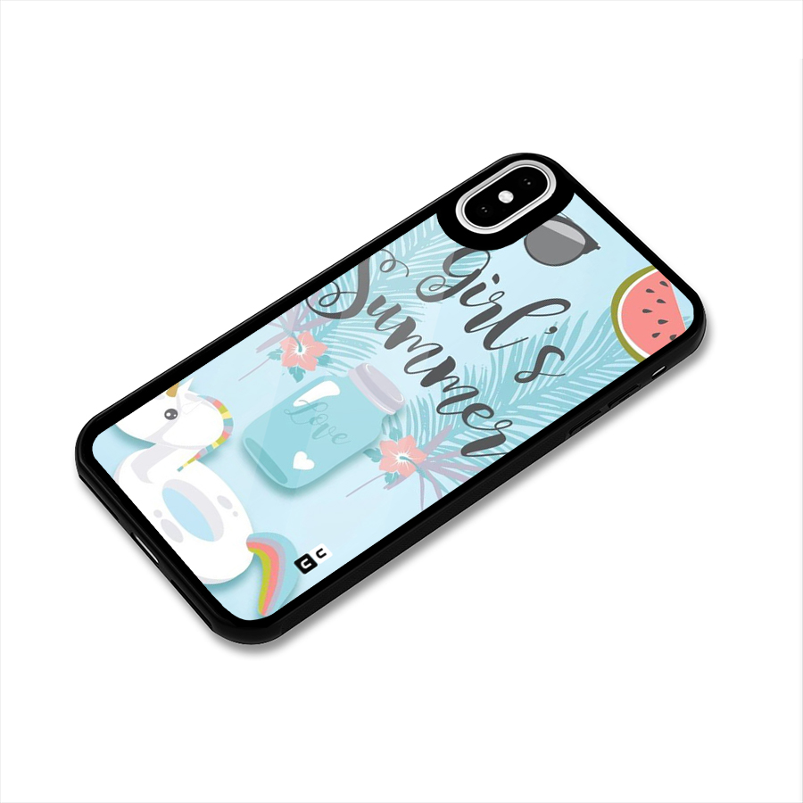 Girls Summer Glass Back Case for iPhone X