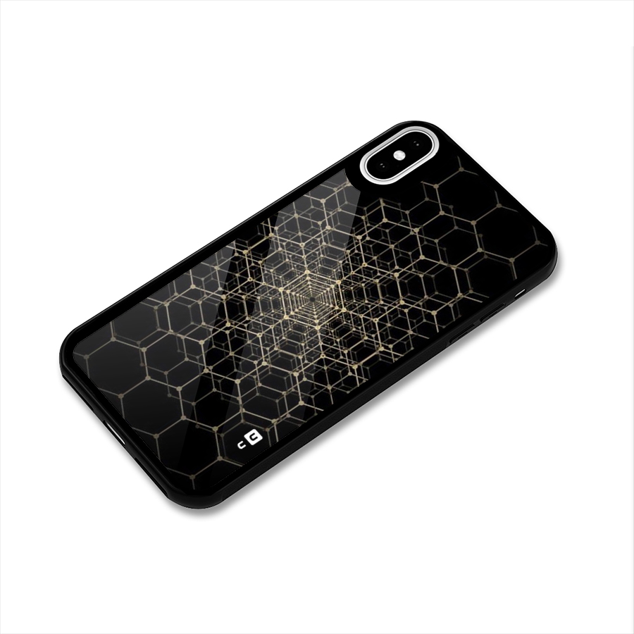 Gold Web Glass Back Case for iPhone X