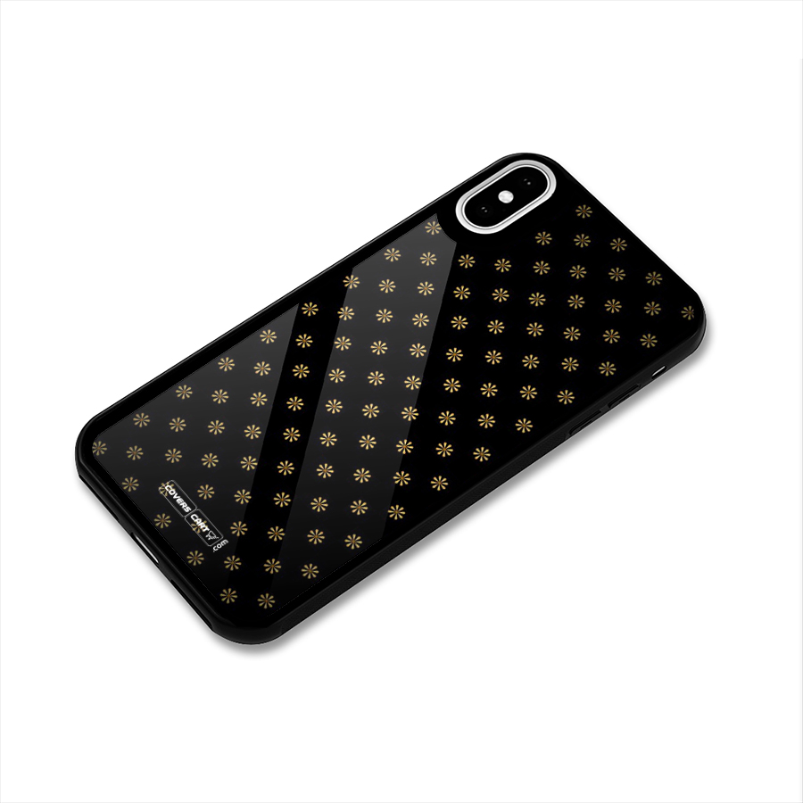 Golden Flowers Glass Back Case for iPhone X