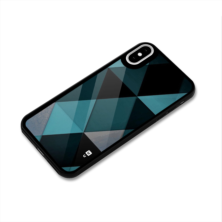 Green Black Shapes Glass Back Case for iPhone X