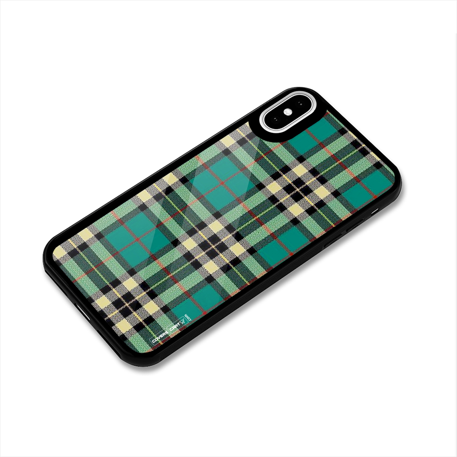 Green Check Glass Back Case for iPhone X