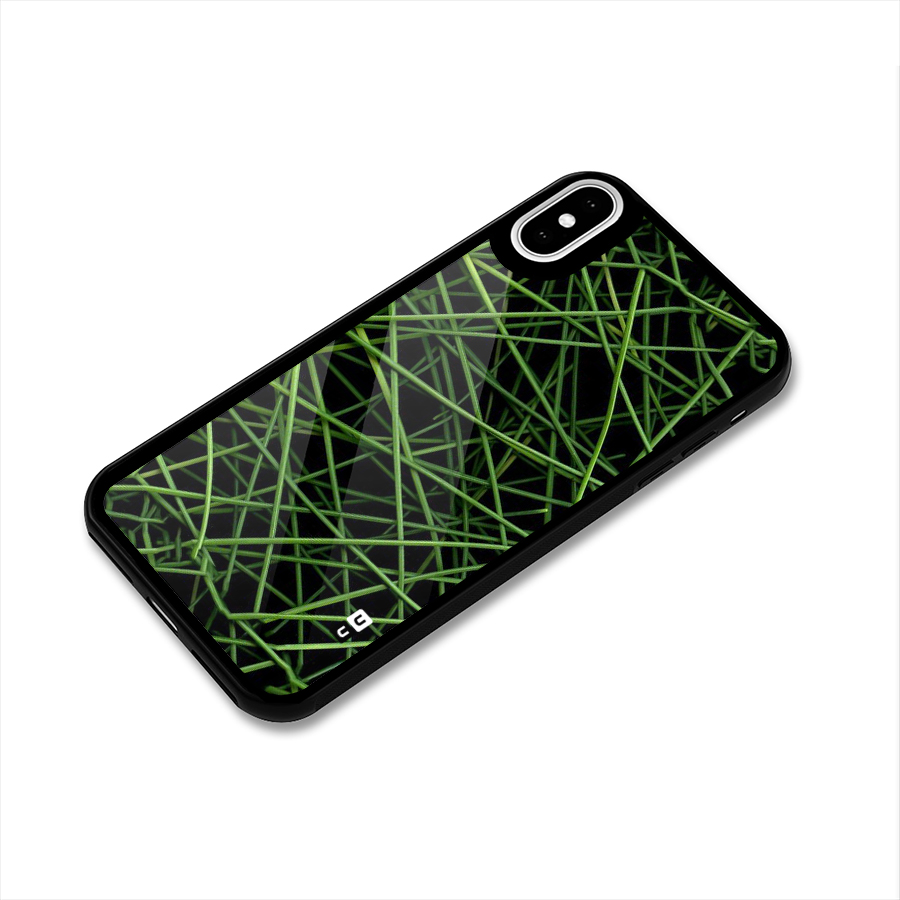 Green Lines Glass Back Case for iPhone X