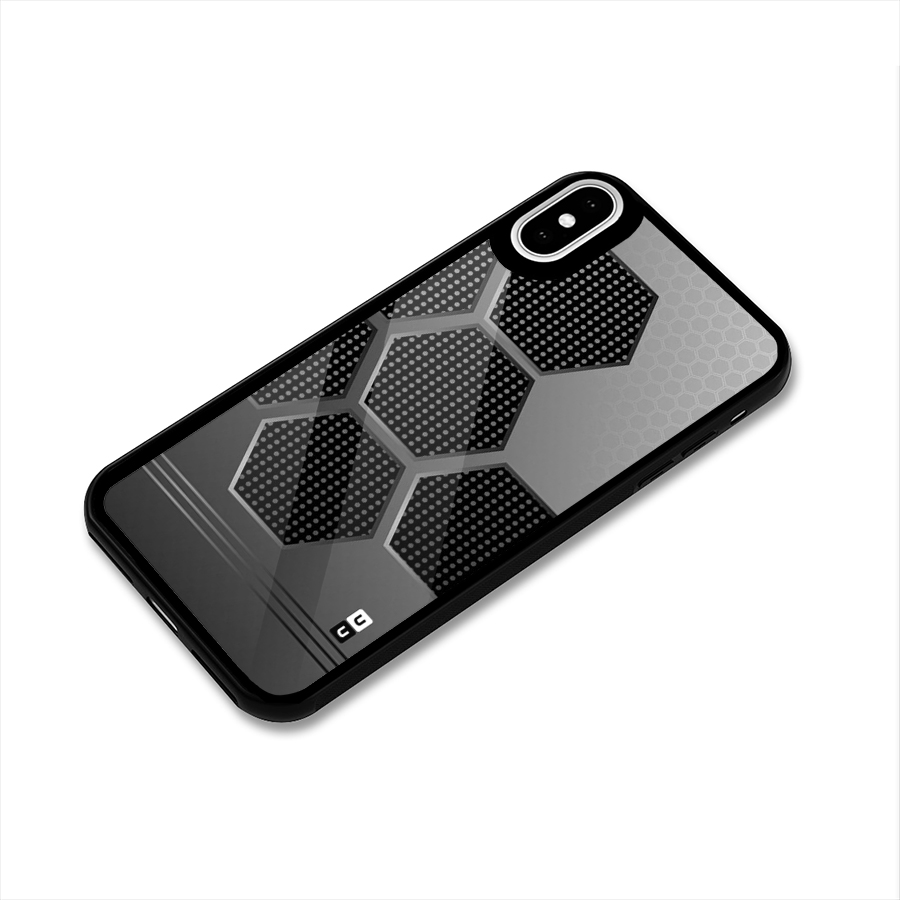Grey Black Hexa Glass Back Case for iPhone X
