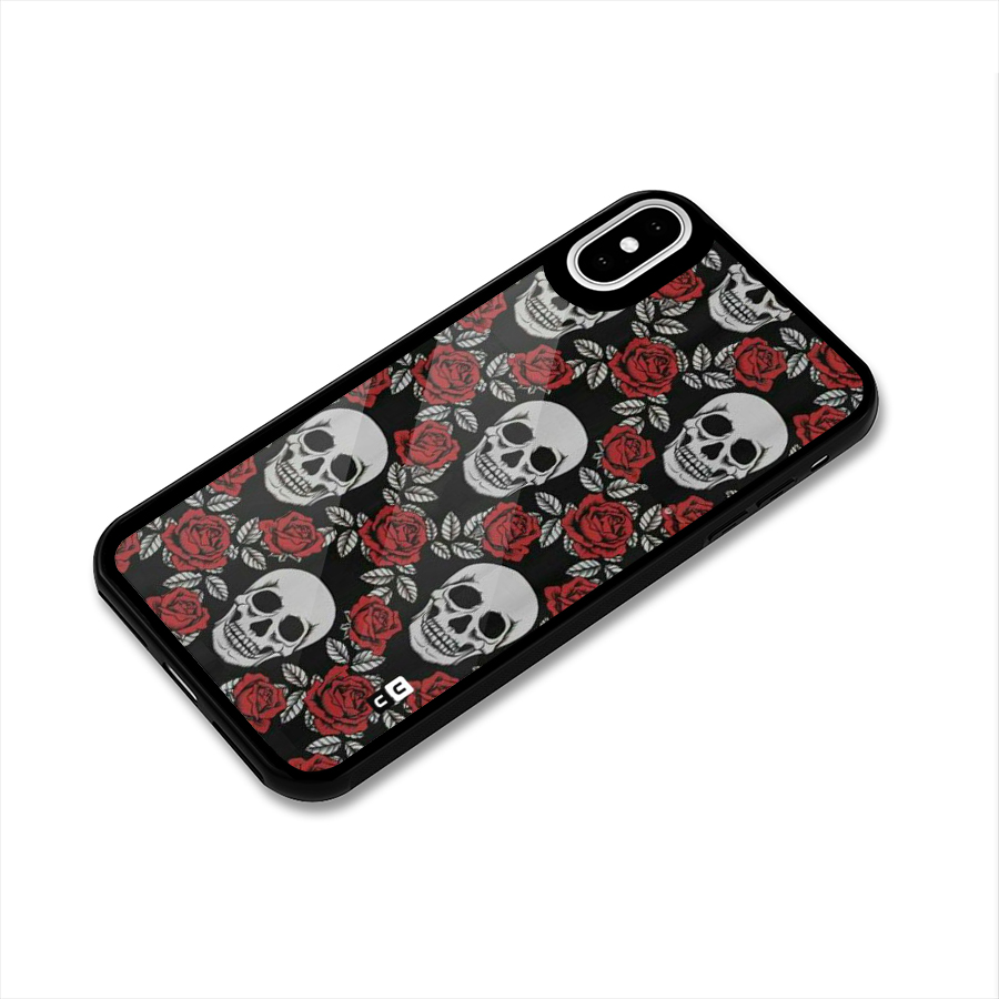 Grey Skulls Glass Back Case for iPhone X