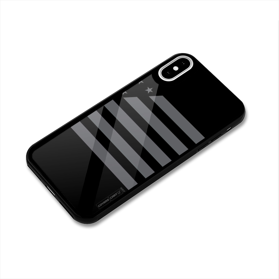 Grey Star Striped Pattern Glass Back Case for iPhone X