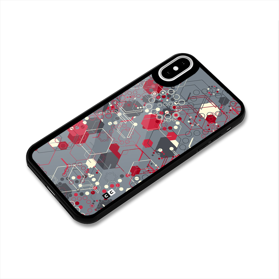 Hexagons Pattern Glass Back Case for iPhone X