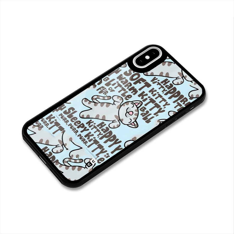 Kitty Pattern Glass Back Case for iPhone X