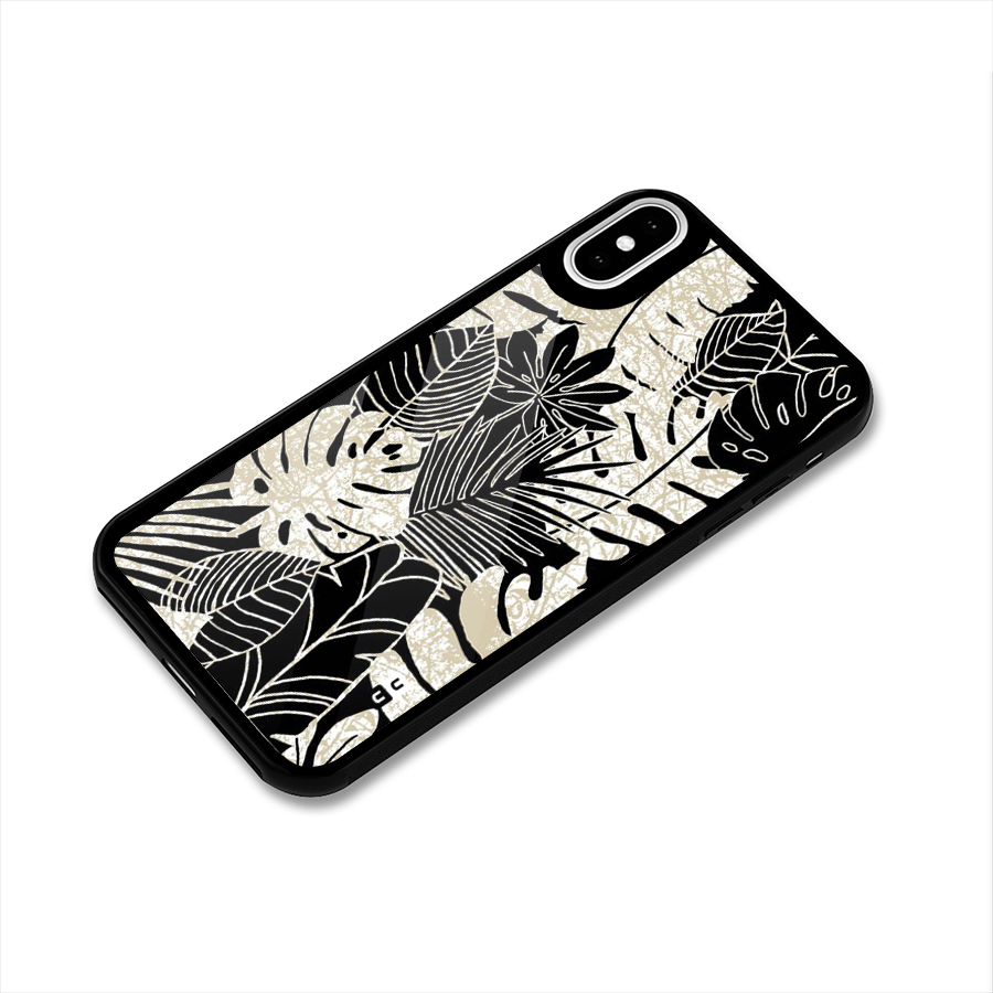 Leaf Pattern Glass Back Case for iPhone X