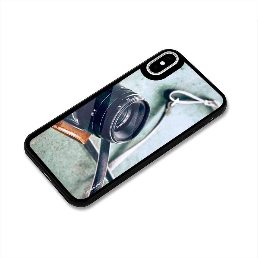 Leather Camera Lens Glass Back Case for iPhone X