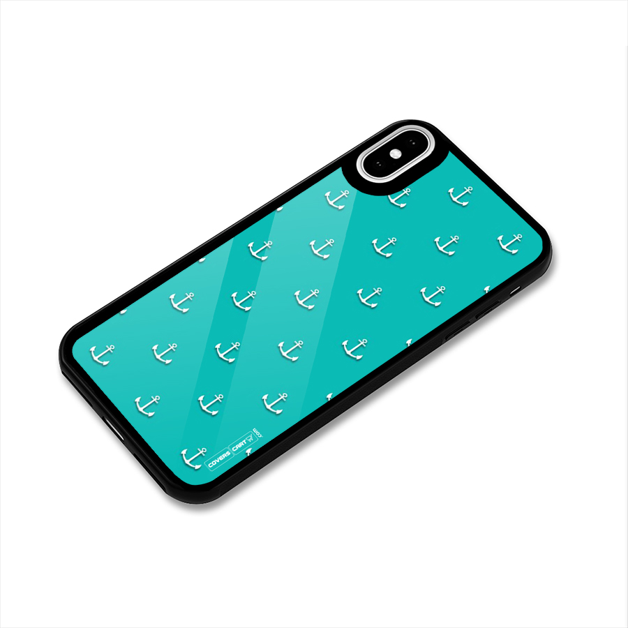 Light Blue Anchor Glass Back Case for iPhone X