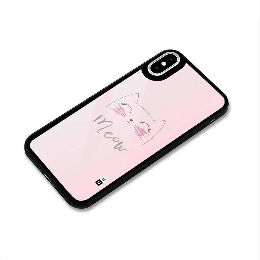 Meow Pink Glass Back Case for iPhone X