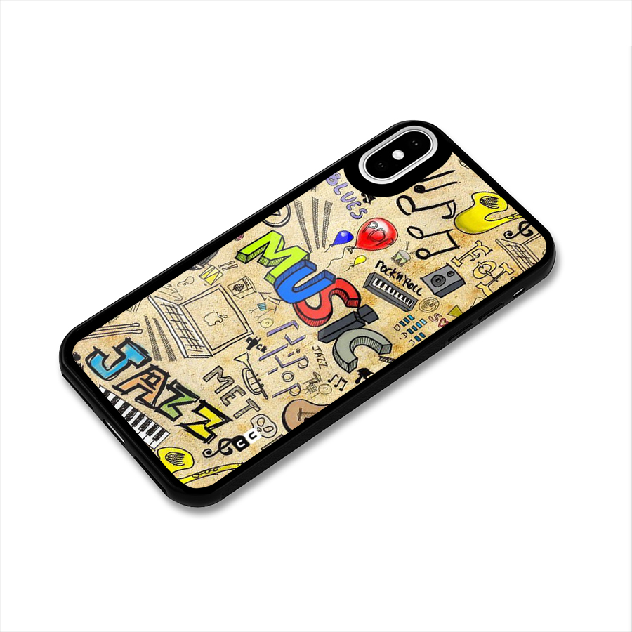Music Pattern Glass Back Case for iPhone X