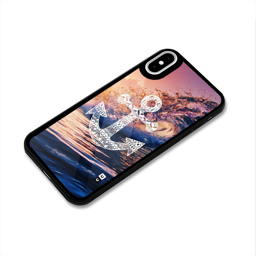 Ocean Anchor Wave Glass Back Case for iPhone X