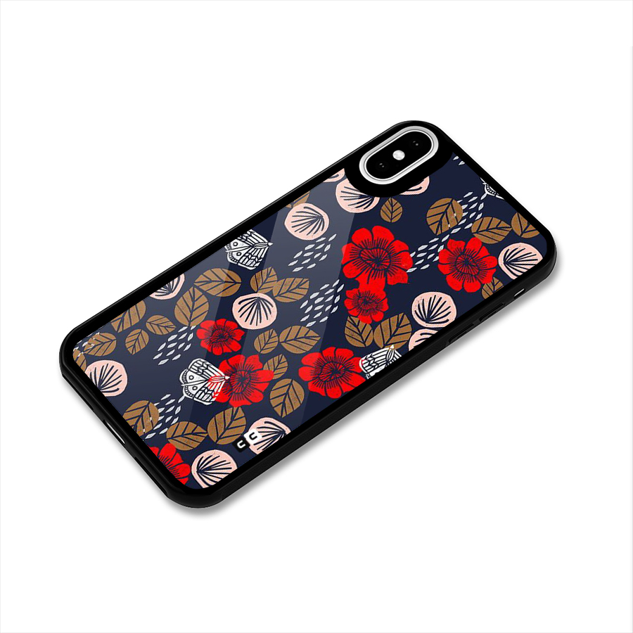 Orange Flora Glass Back Case for iPhone X