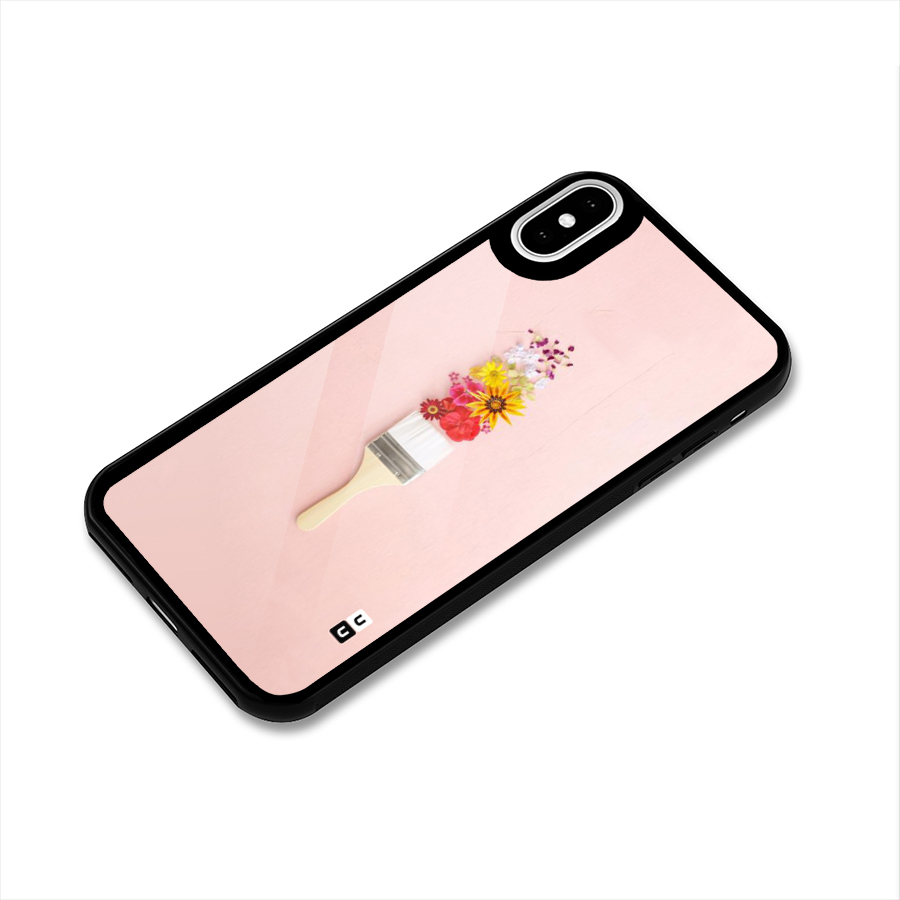 Painted Flowers Glass Back Case for iPhone X