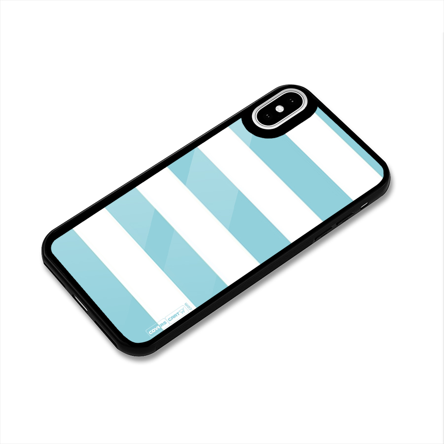 Pastel Blue White Stripes Glass Back Case for iPhone X