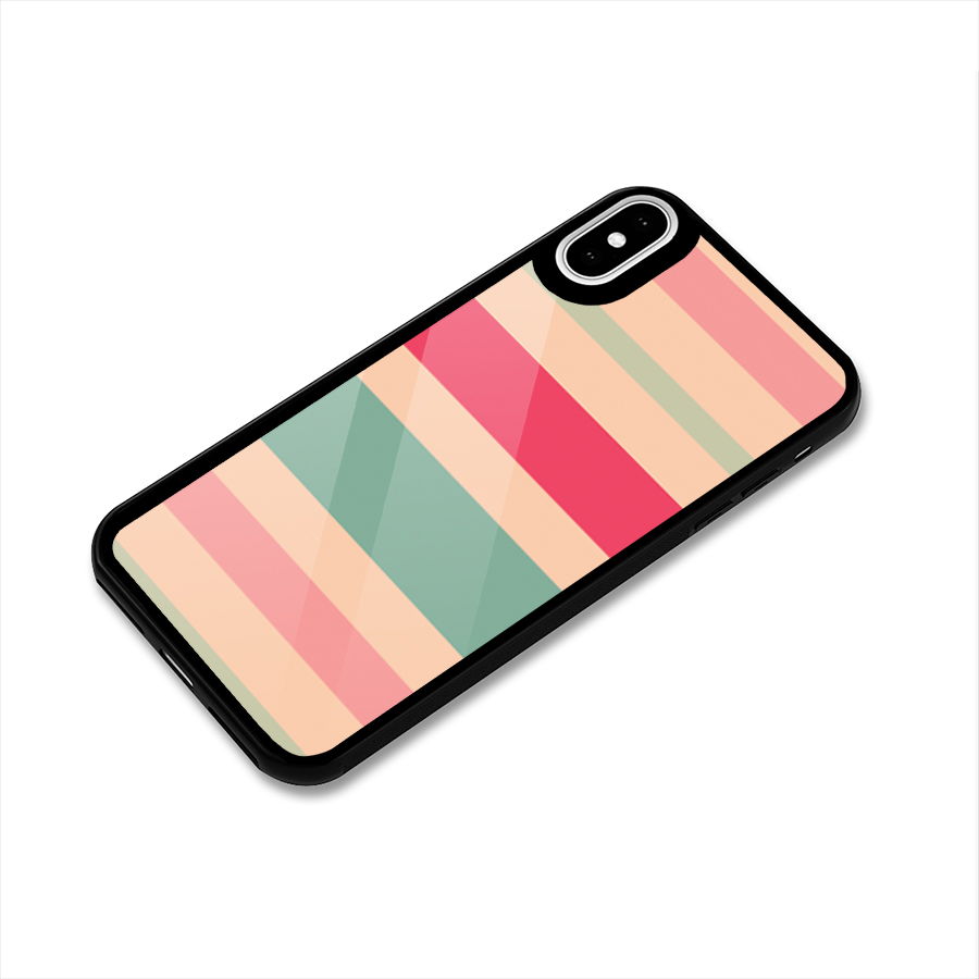 Pastel Stripes Vintage Glass Back Case for iPhone X
