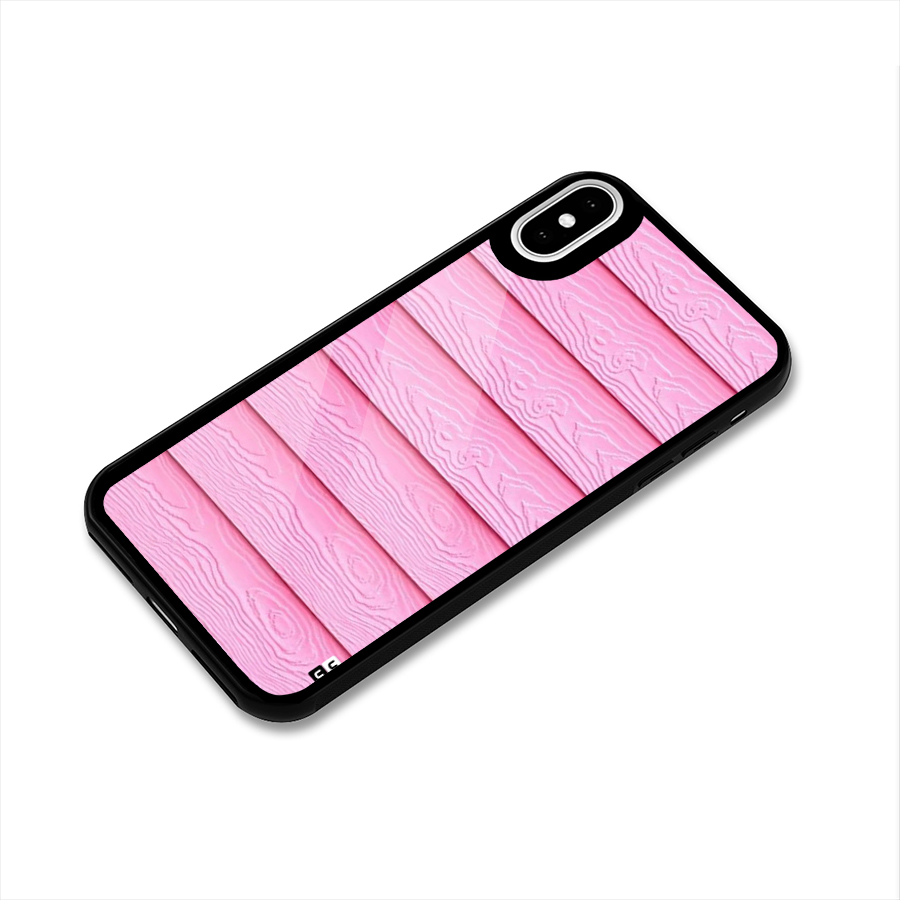 Pink Wood Glass Back Case for iPhone X