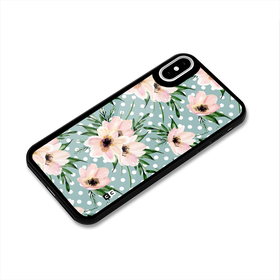 Polka Art Floral Glass Back Case for iPhone X