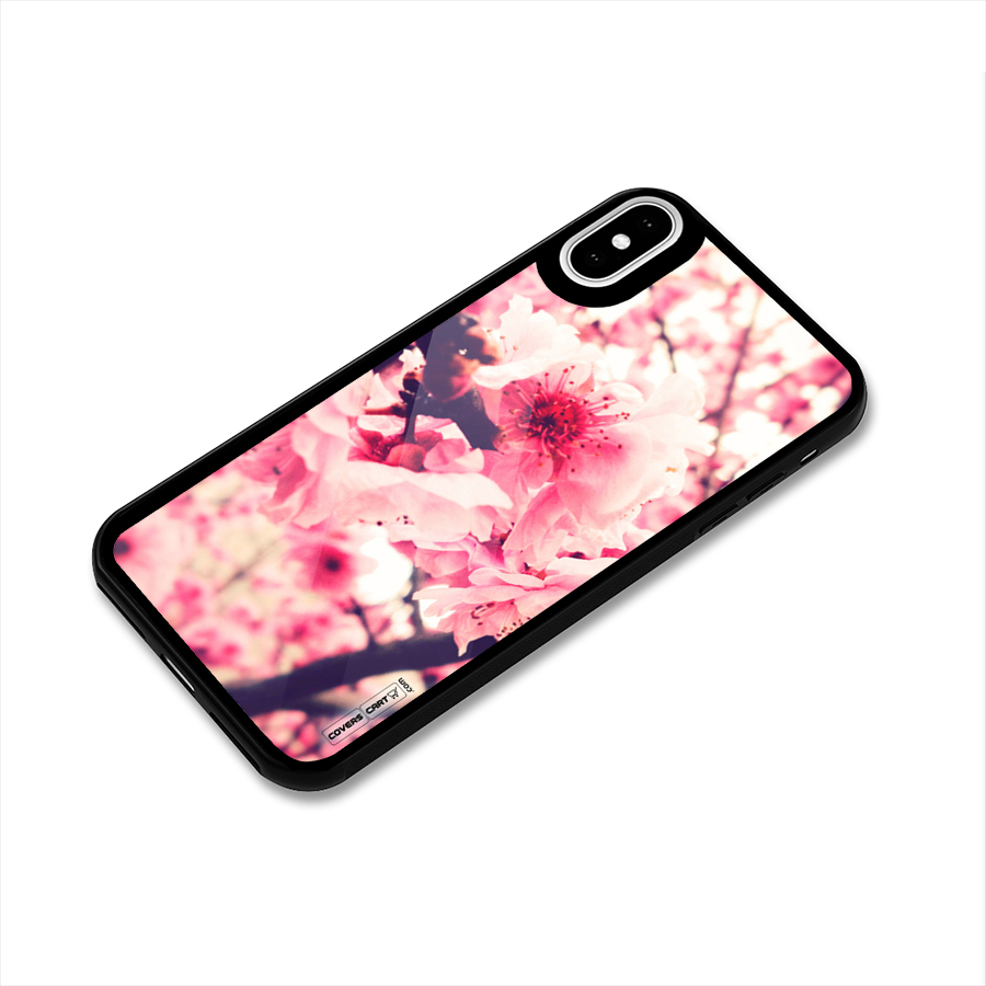Pretty Pink Flowers Glass Back Case for iPhone X