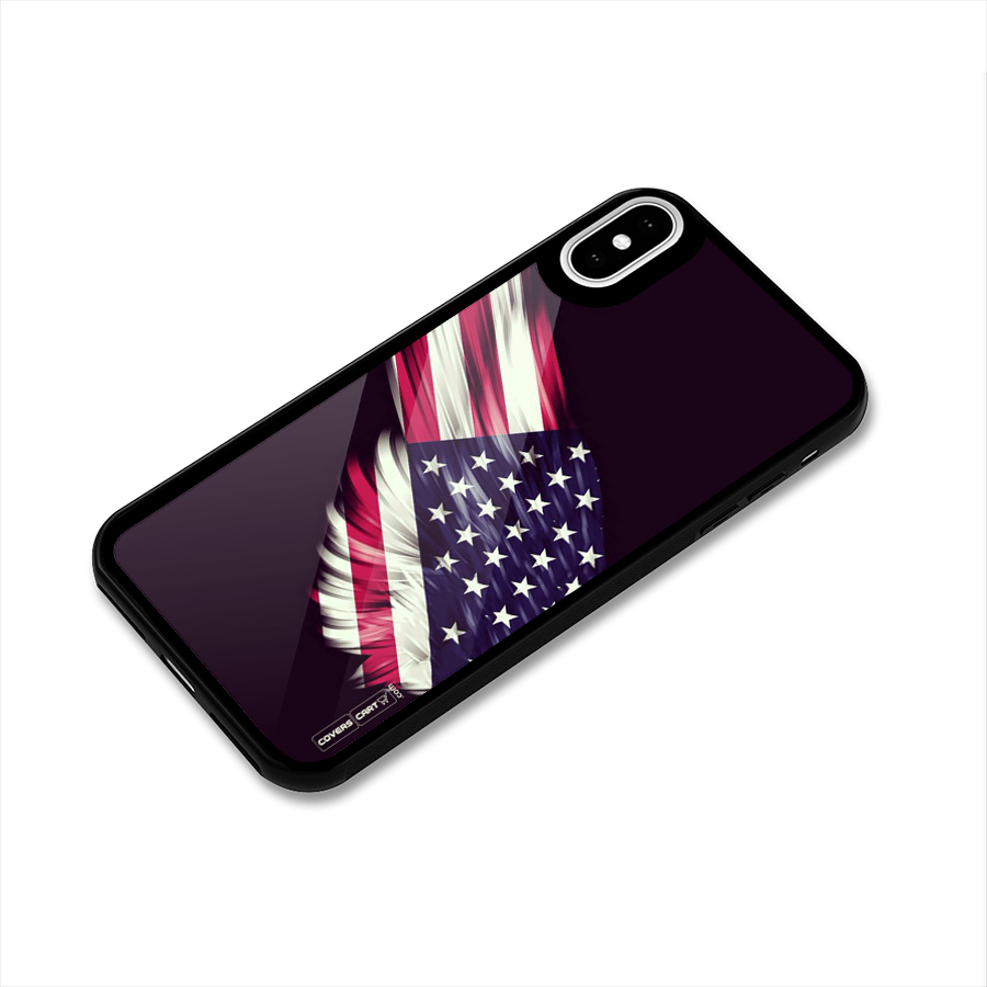 Red And White Stripes Stars Glass Back Case for iPhone X