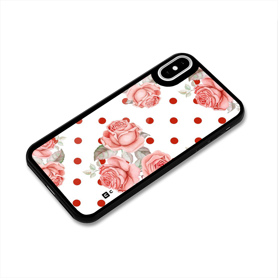 Red Peach Shade Flowers Glass Back Case for iPhone X