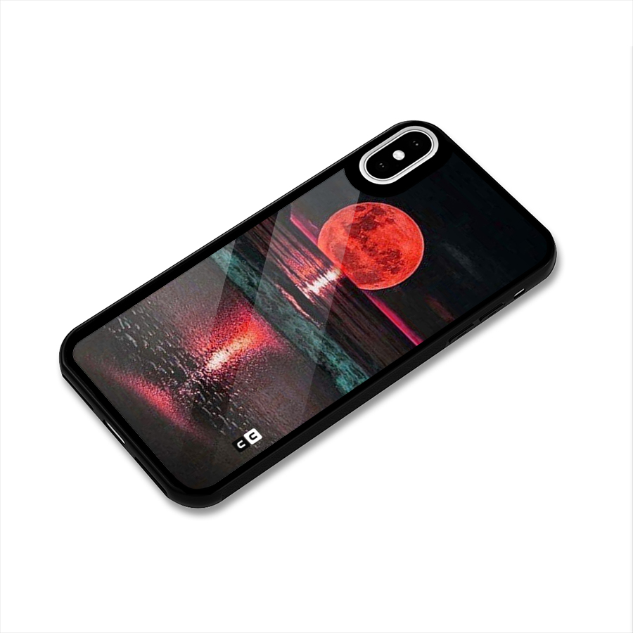 Red Sun Ocean Glass Back Case for iPhone X