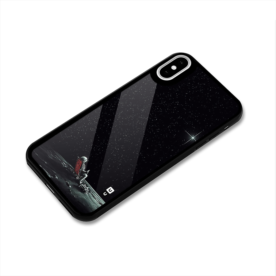 Resting Spaceman Face Glass Back Case for iPhone X