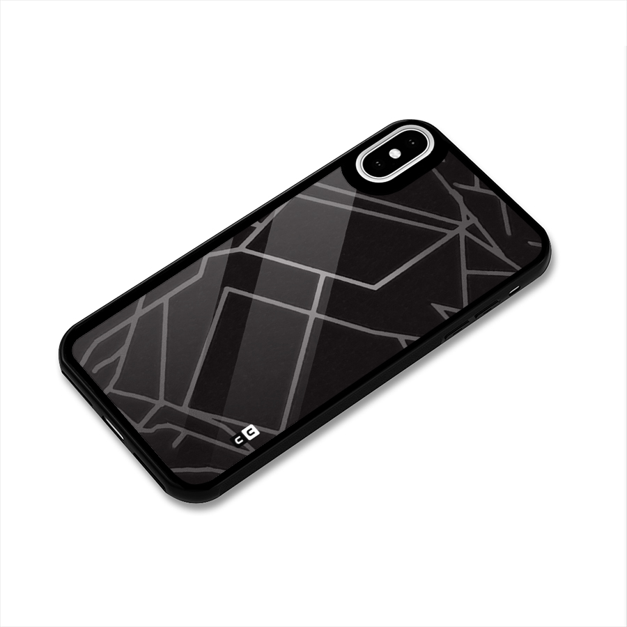 Silver Angle Design Glass Back Case for iPhone X