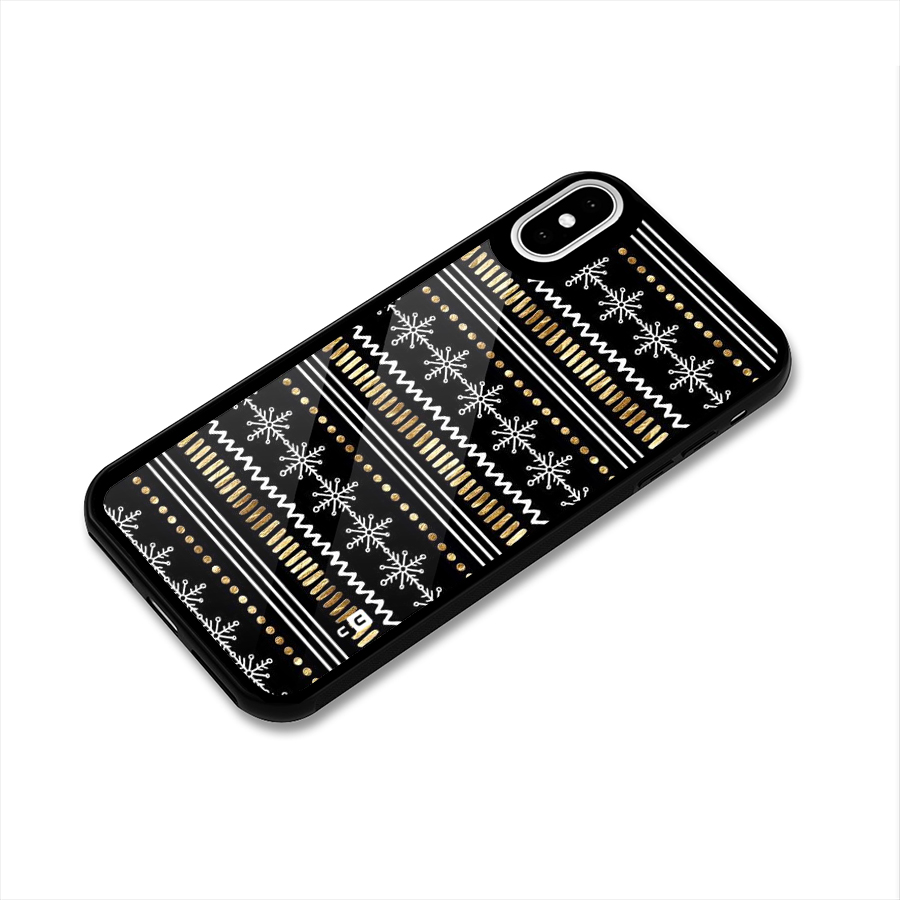 Snowflakes Gold Glass Back Case for iPhone X