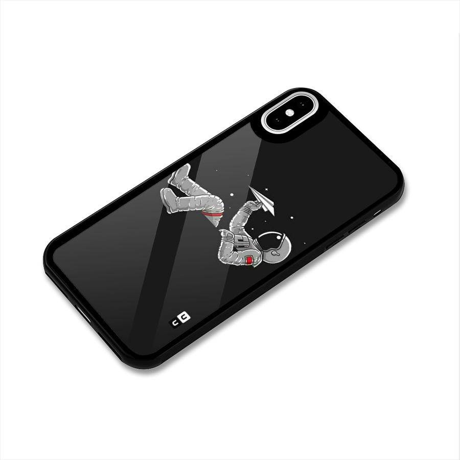 Spaceman Flying Glass Back Case for iPhone X