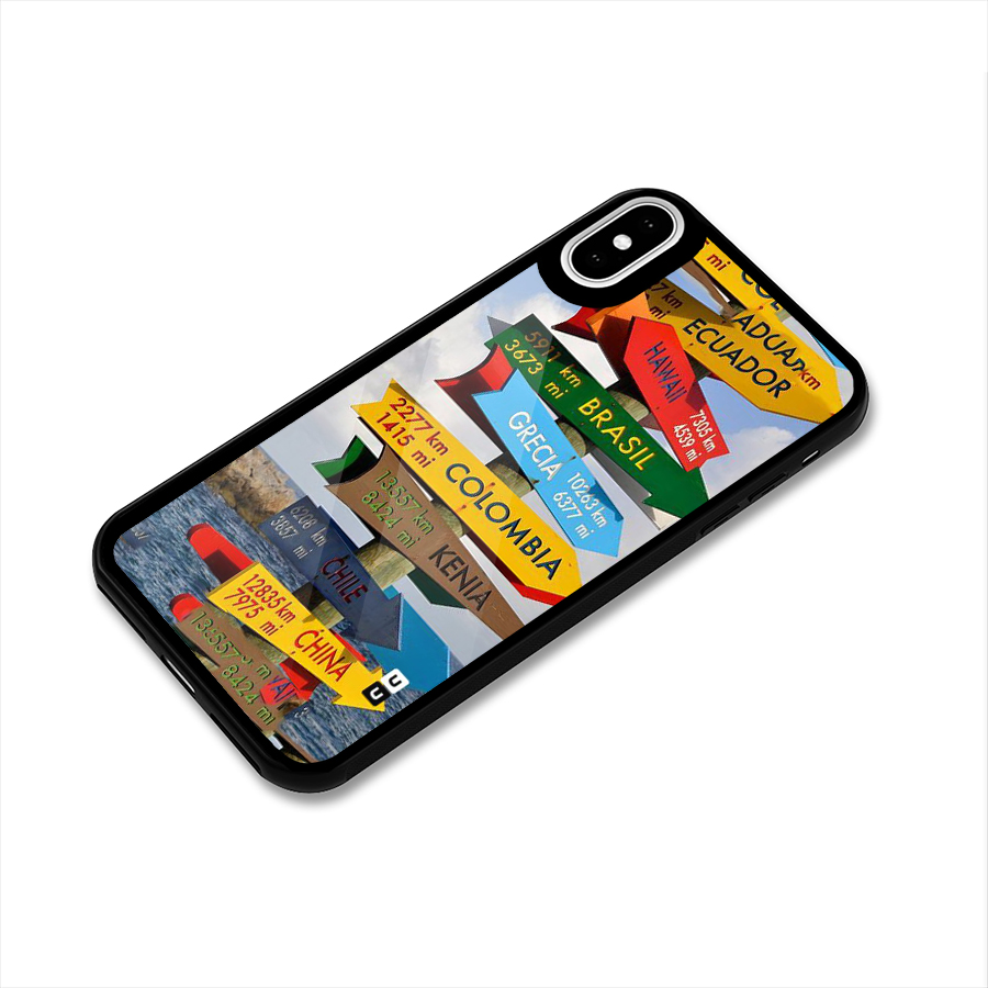 Travel Directions Glass Back Case for iPhone X