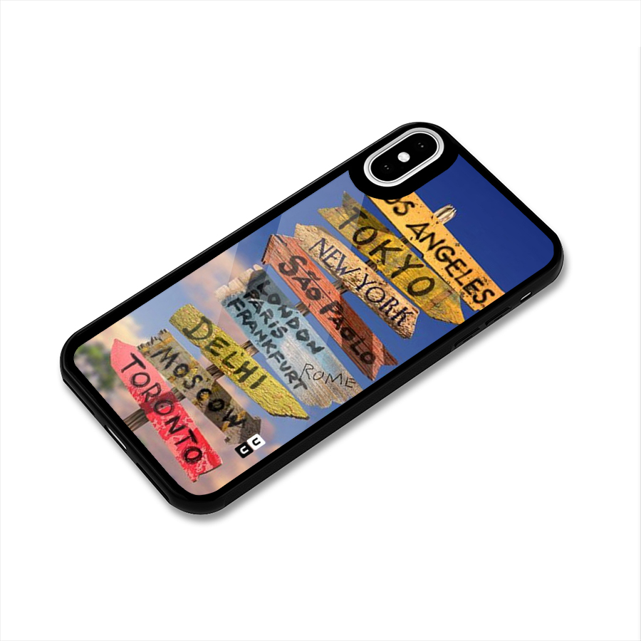 Travel Signs Glass Back Case for iPhone X