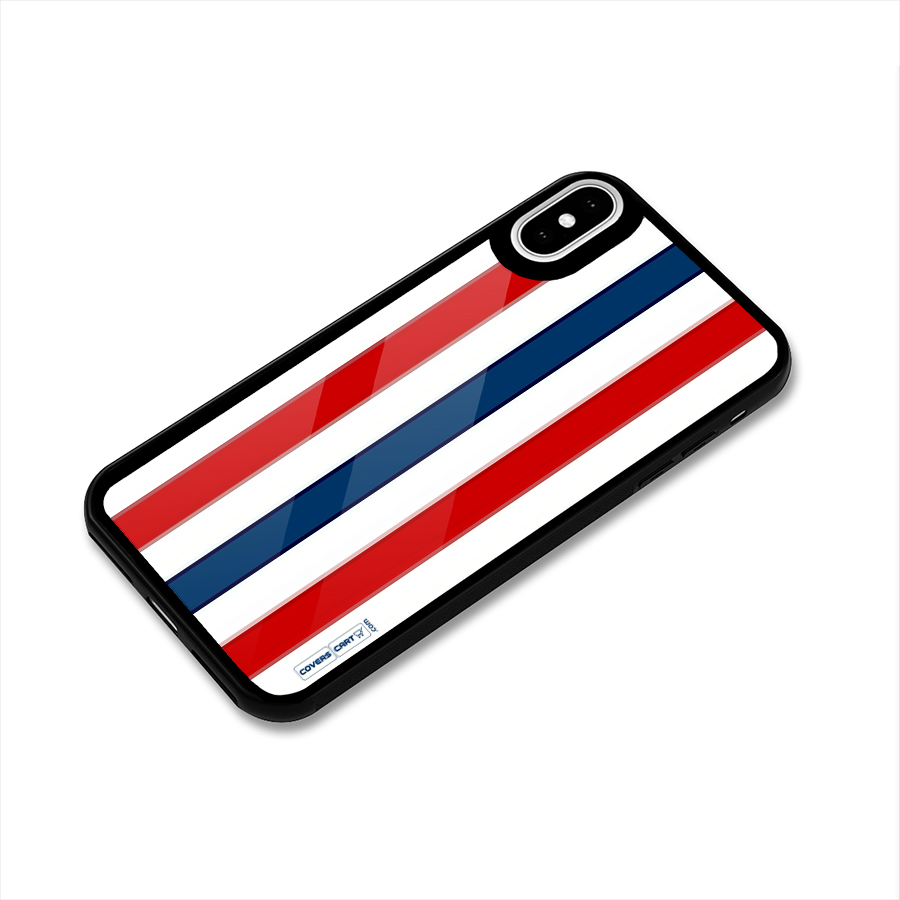 Tricolor Stripes Glass Back Case for iPhone X