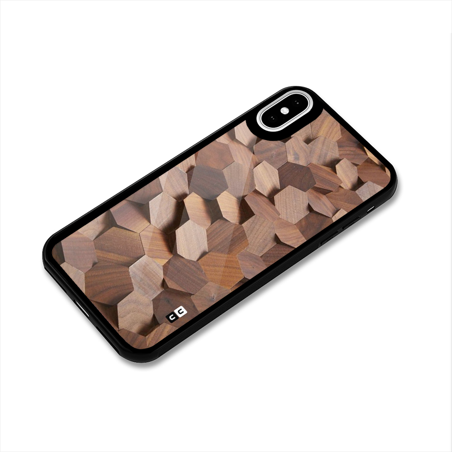 Uplifted Wood Hexagons Glass Back Case for iPhone X