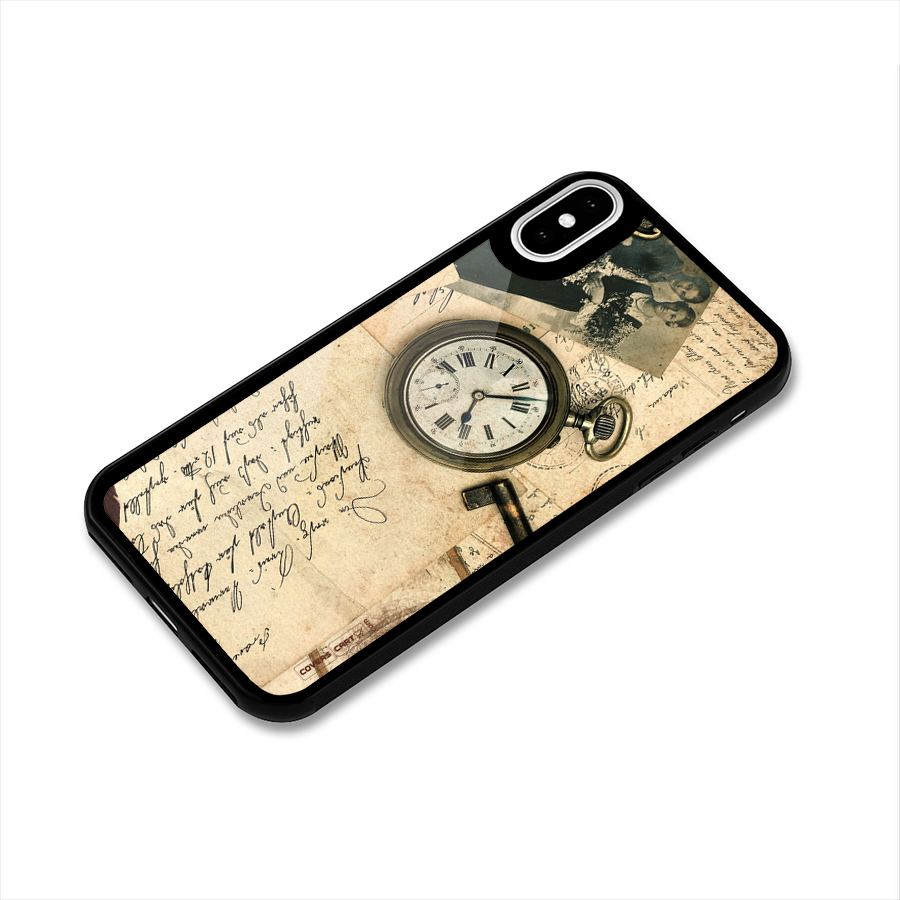 Vintage Key And Compass Glass Back Case for iPhone X