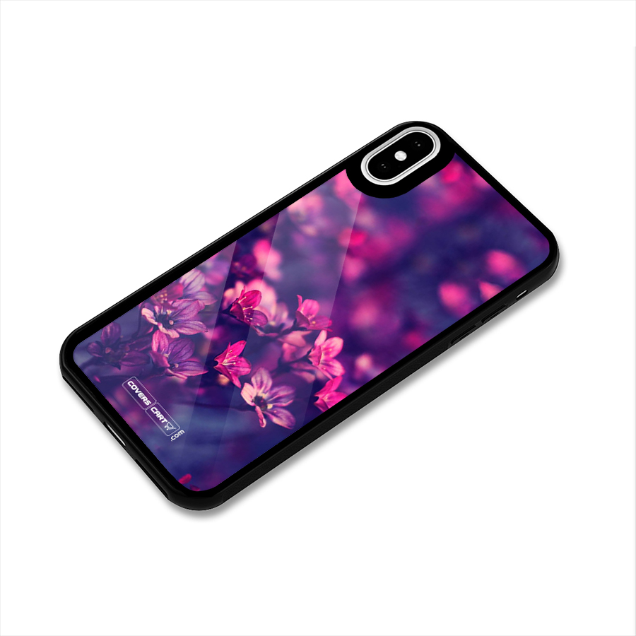 Violet Floral Glass Back Case for iPhone X