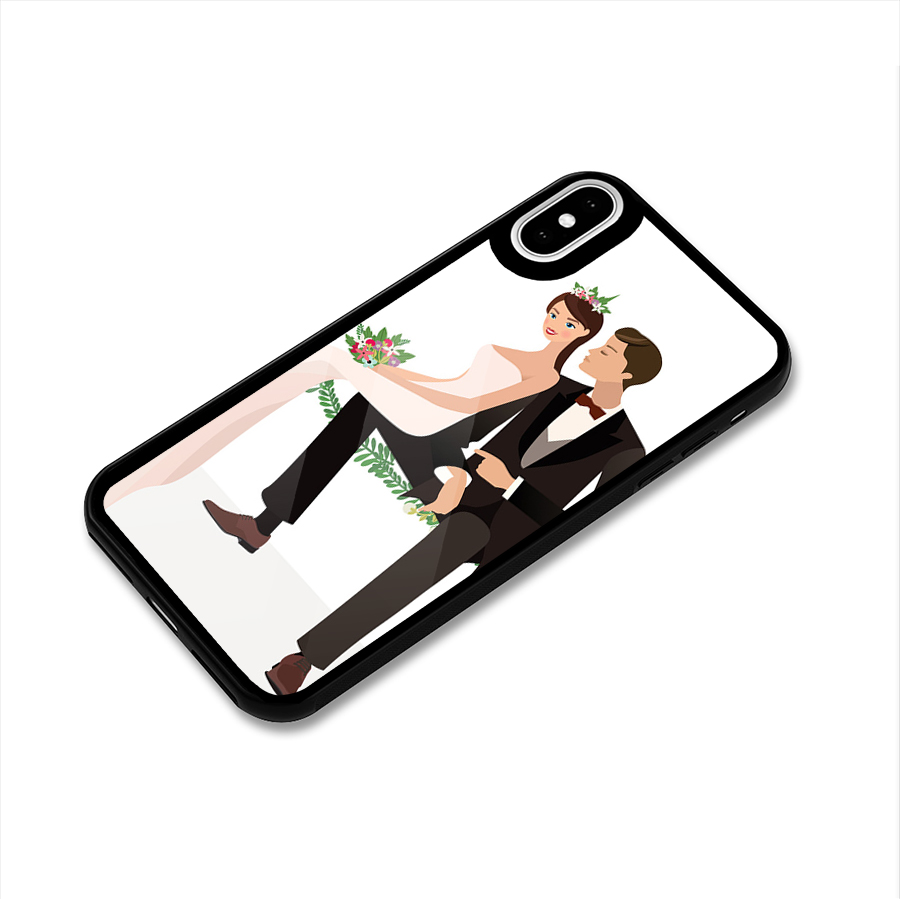 Wedding Couple Glass Back Case for iPhone X