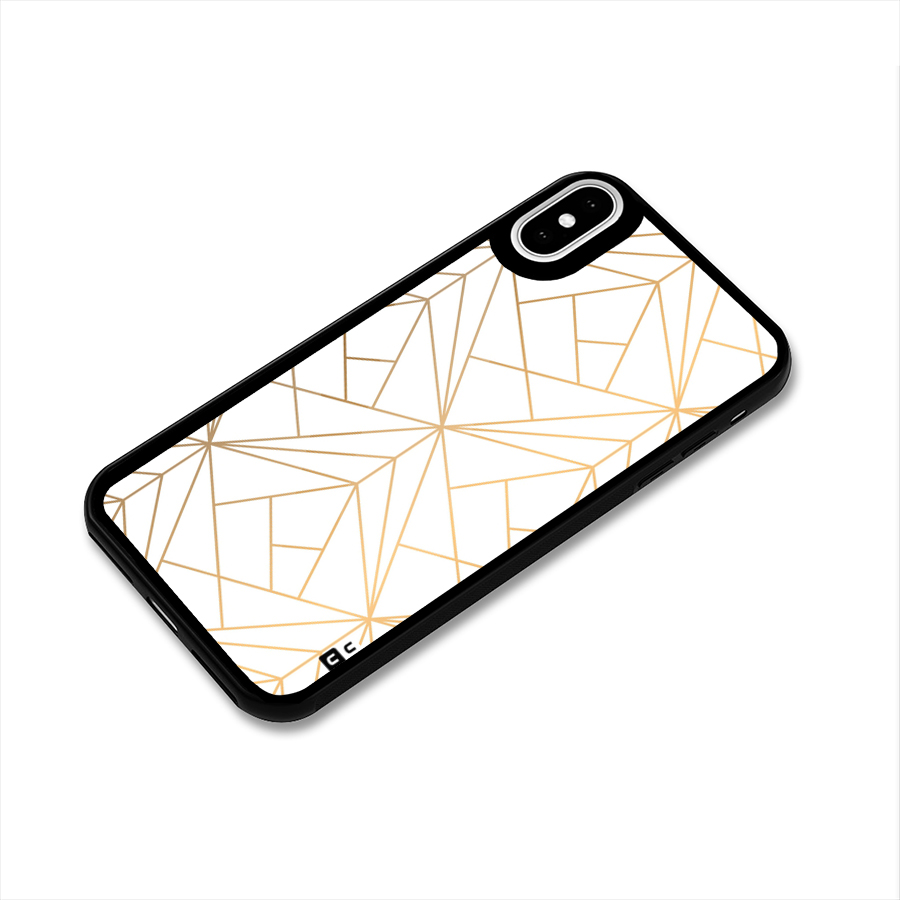 White Golden Zig Zag Glass Back Case for iPhone X
