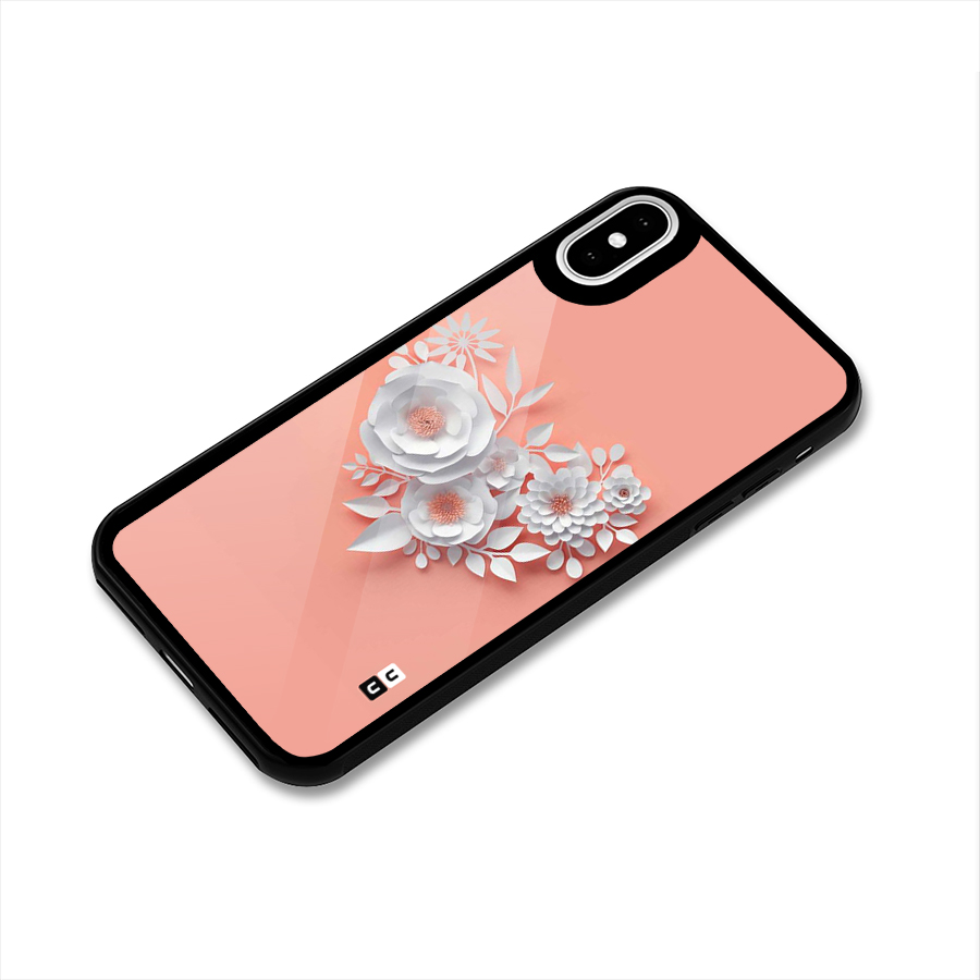 White Paper Flower Glass Back Case for iPhone X