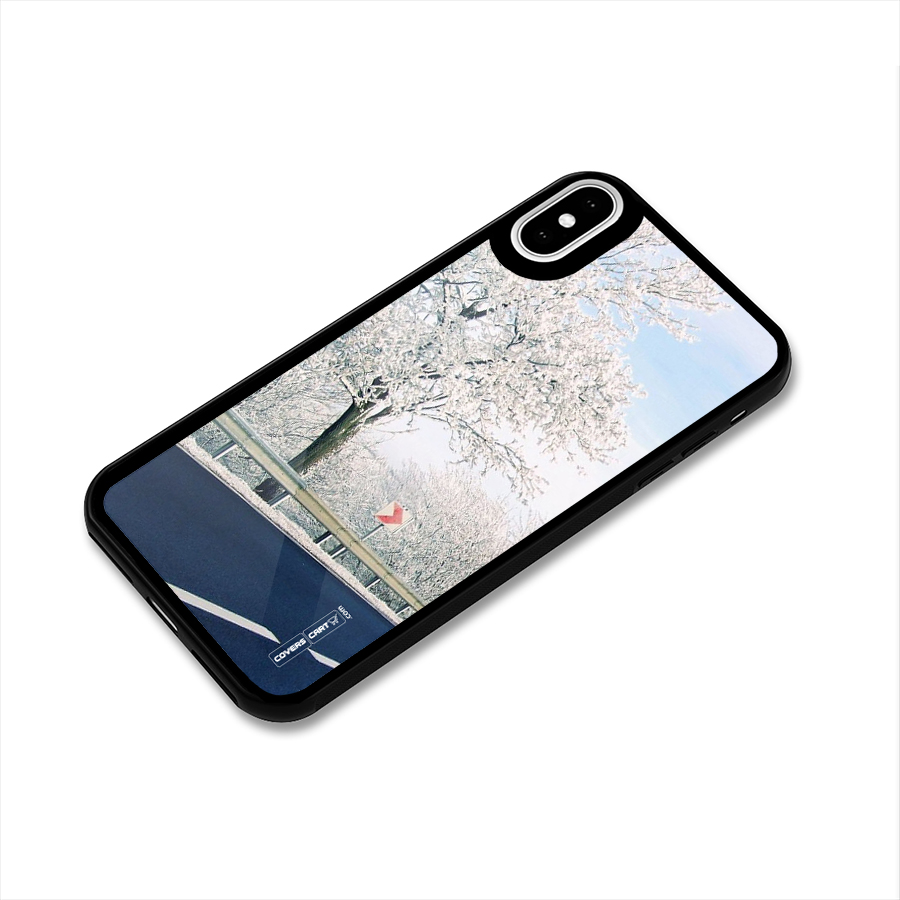 White Snow Tree Glass Back Case for iPhone X