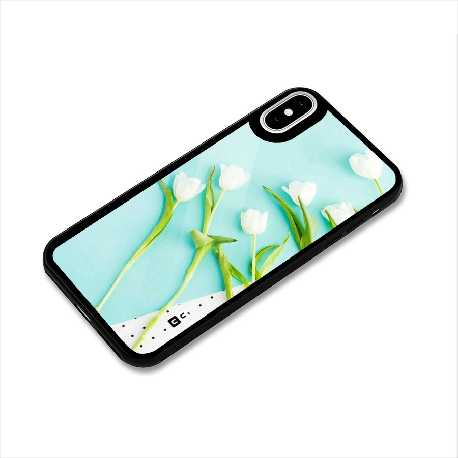 White Tulips Glass Back Case for iPhone X