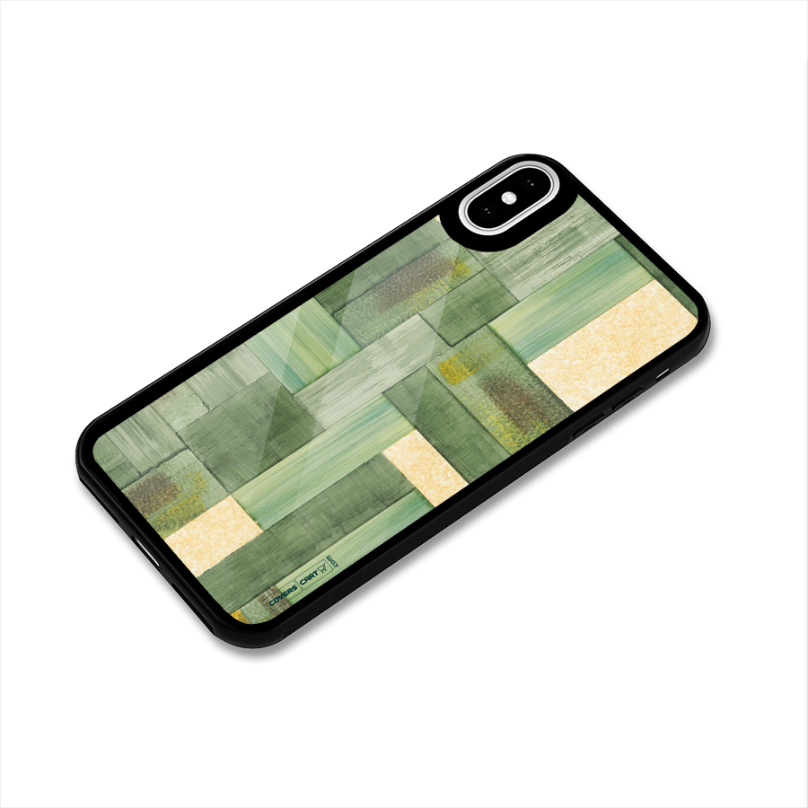 Wooden Green Texture Glass Back Case for iPhone X