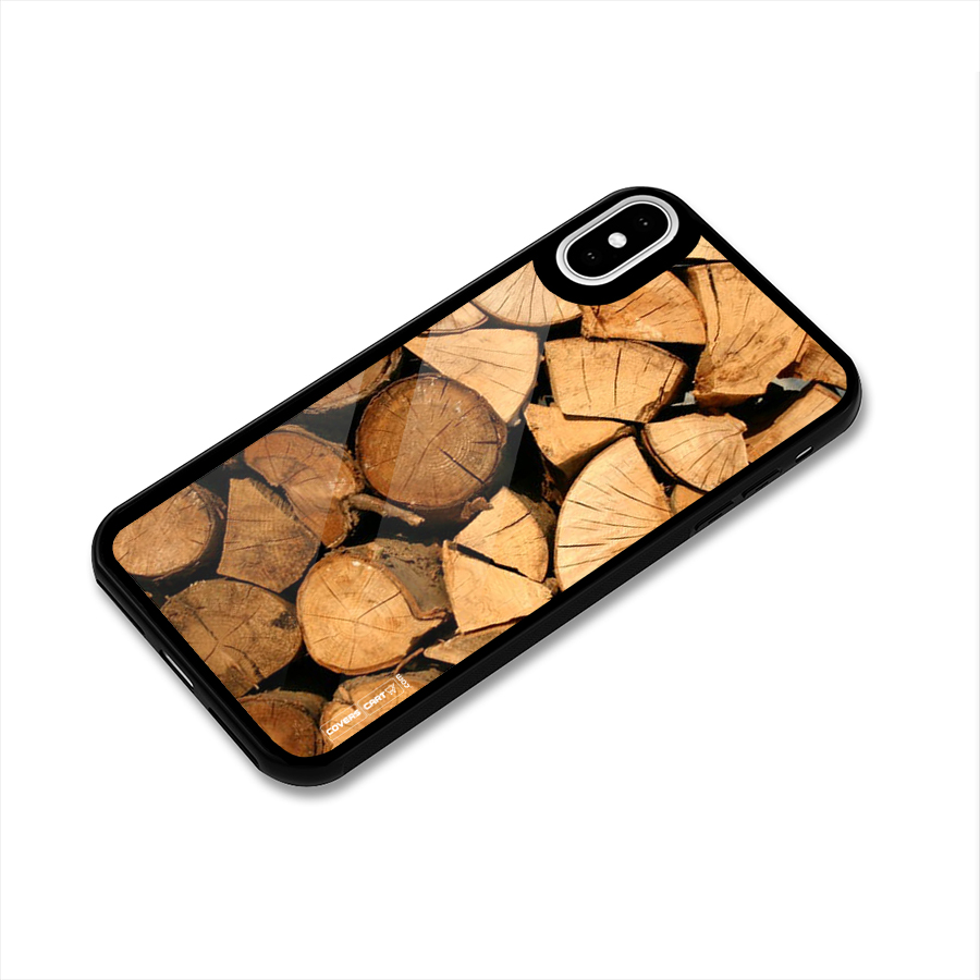 Wooden Logs Glass Back Case for iPhone X