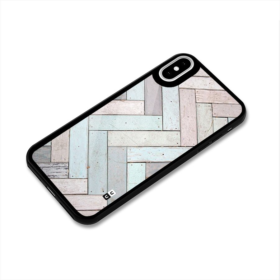 Wooden ZigZag Design Glass Back Case for iPhone X