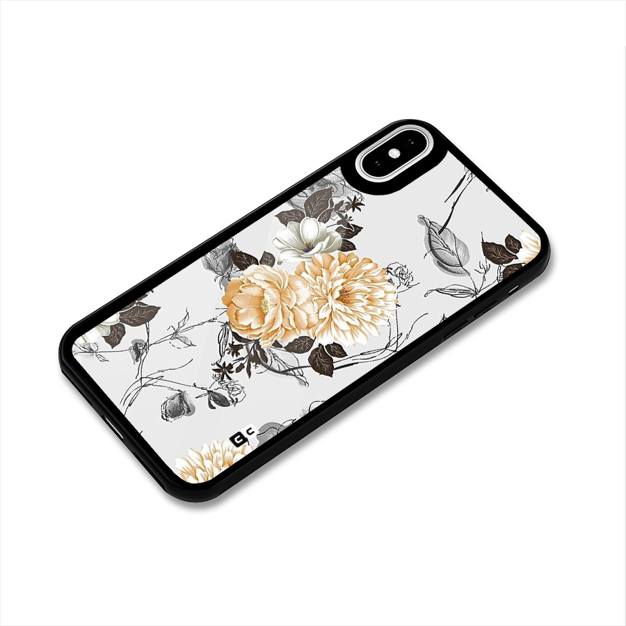 Yellow Floral Glass Back Case for iPhone X