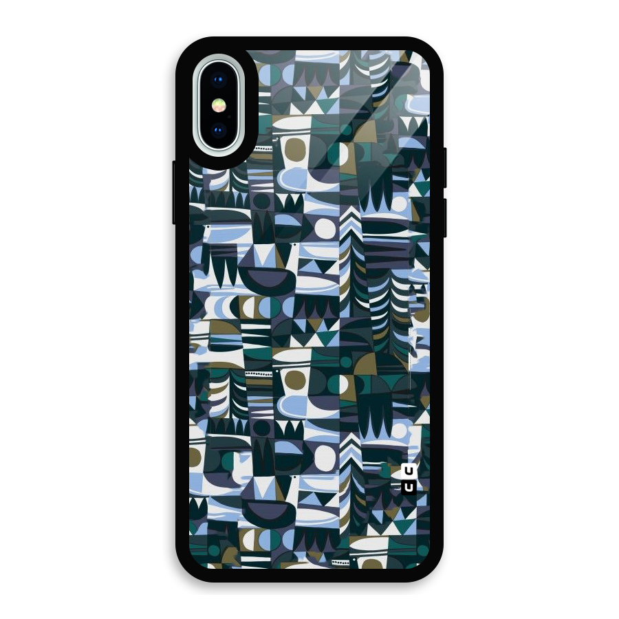 Abstract Blues Glass Back Case for iPhone XS