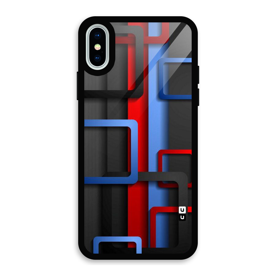 Abstract Box Glass Back Case for iPhone XS