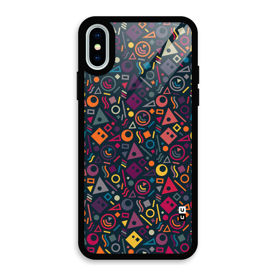 Abstract Figures Glass Back Case for iPhone XS