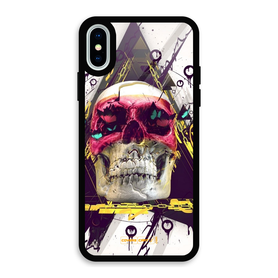 Abstract Skull Glass Back Case for iPhone XS